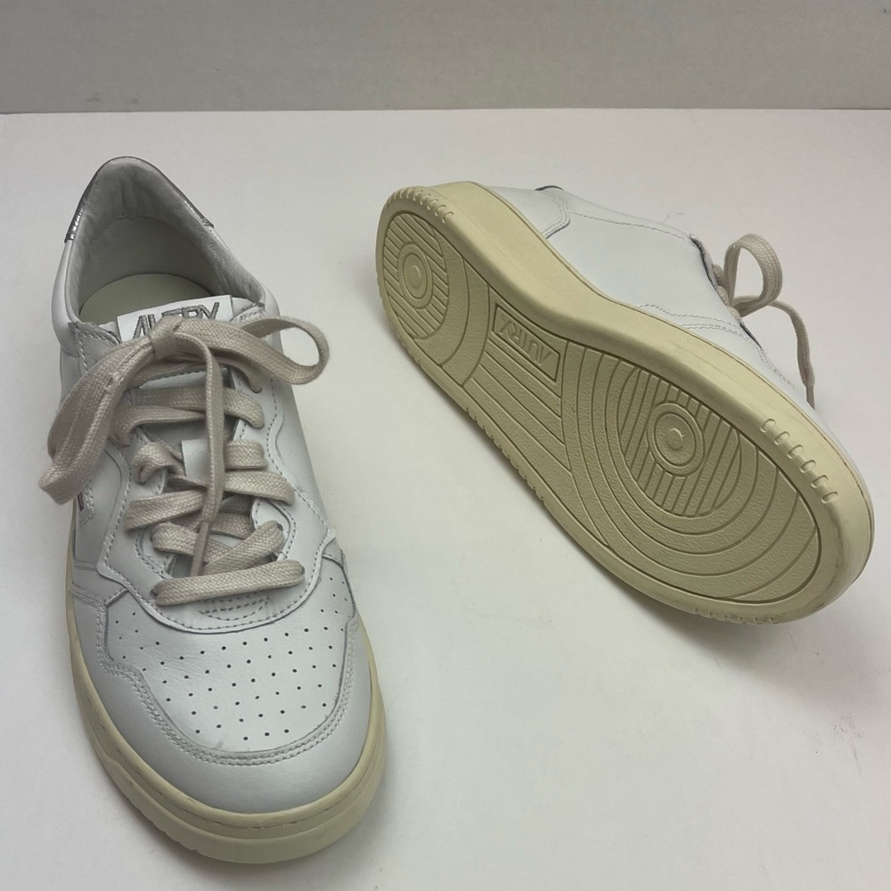 White Leather Women's Sneakers with Cream Sole